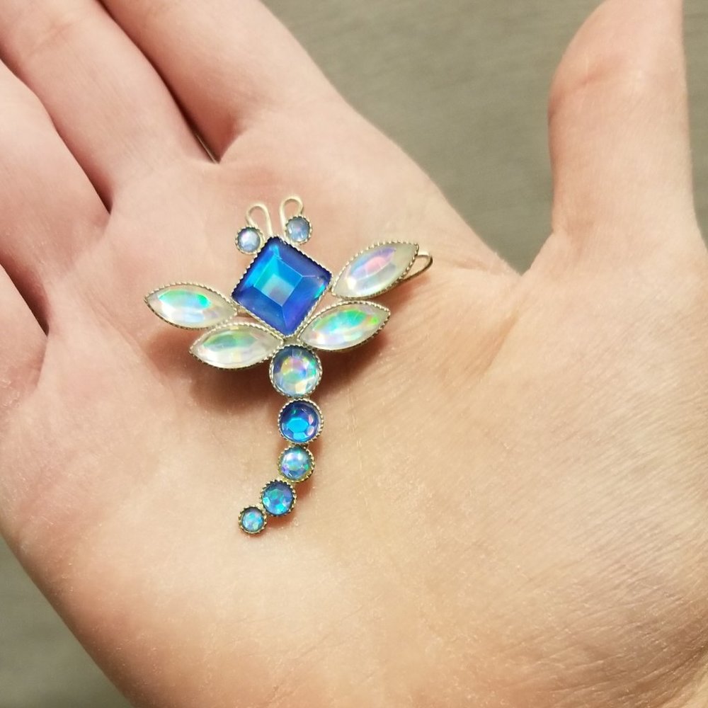 Gorgeous vtg blue dragonfly barrette- could become necklace - Picture 5 of 11